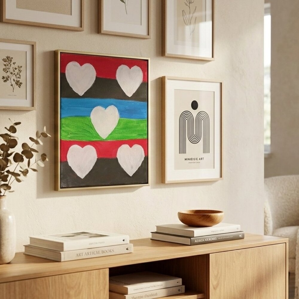 Handpainted Colorful Heart Canvas Art 8x10 Pop Art Decor